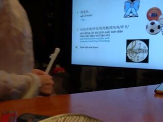 Kinietiškas mokytojas turi nešvankus klipas su studentas metu privatu klasė (speaking kinietiškas) suaugusieji filmas filma
