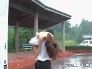 Superior Asian sex Doll Pussy Nailed Doggy Outdoor