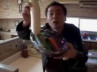 Japanese Pussy Fucked With Vegetables
