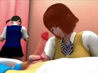 Kolmekesi 3d koos 2 jaapani teismeline koolitüdrukud